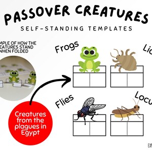 Passover Creatures Plagues Frogs Lice Locusts Flies Summer Spring Kids Children Craft Foldable Homeschool Preschool Primary Pre-k Printables