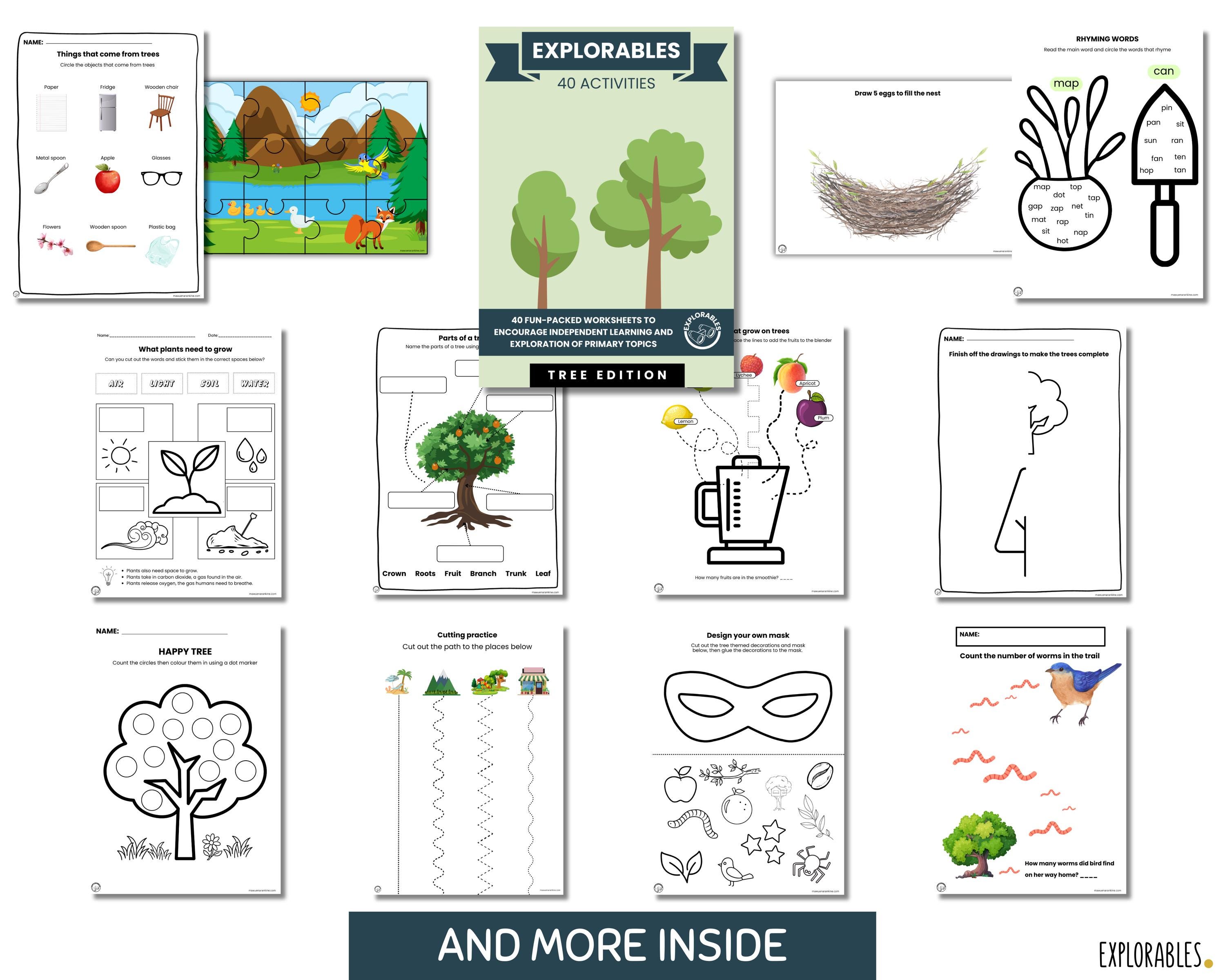 Tree Themed Worksheets | Preschool | Pre-k | Kindergarten | Primary ...