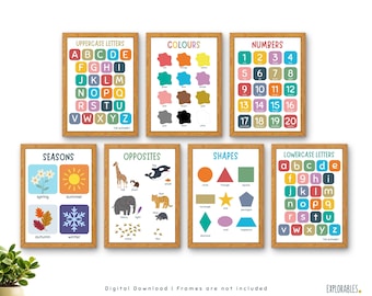 Educational Posters Set For Kids Wall Art Nursery School Room Classroom Posters Homeschool  Home Education School Understanding The World