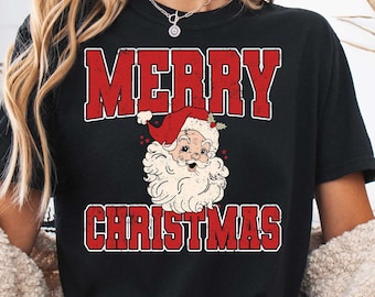 Buon Natale in difficoltà con Babbo Natale PNG Design a sublimazione, Buon Natale Varsity Png, Babbo Natale vintage Png, Rosso, Bianco, File digitale