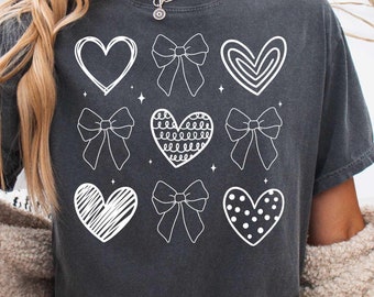 Valentine Coquette Heart PNG SVG, Valentine's Day Ribbon Bow Png, Xoxo png, Doodle Heart, Be Mine Png, Valentine Shirt Designs, Sublimation