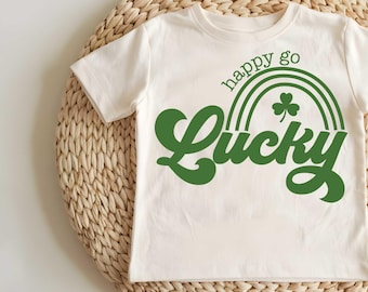 Happy Go Lucky SVG, St Patricks Day Svg, Retro St Patricks Day Svg, Lucky Rainbow Svg, Irish Svg, Shamrock Svg, Lucky Shirt Svg, Png File