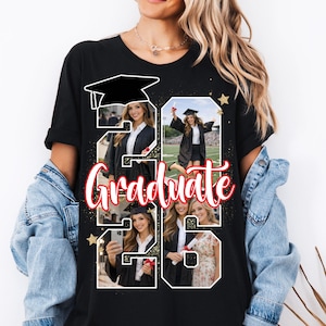 Modelo editável do Canva para fotos de formandos de 2026, com nome personalizável e opção para adicionar foto em formato de números. Foto personalizada para formandos de 2026. imagem 3