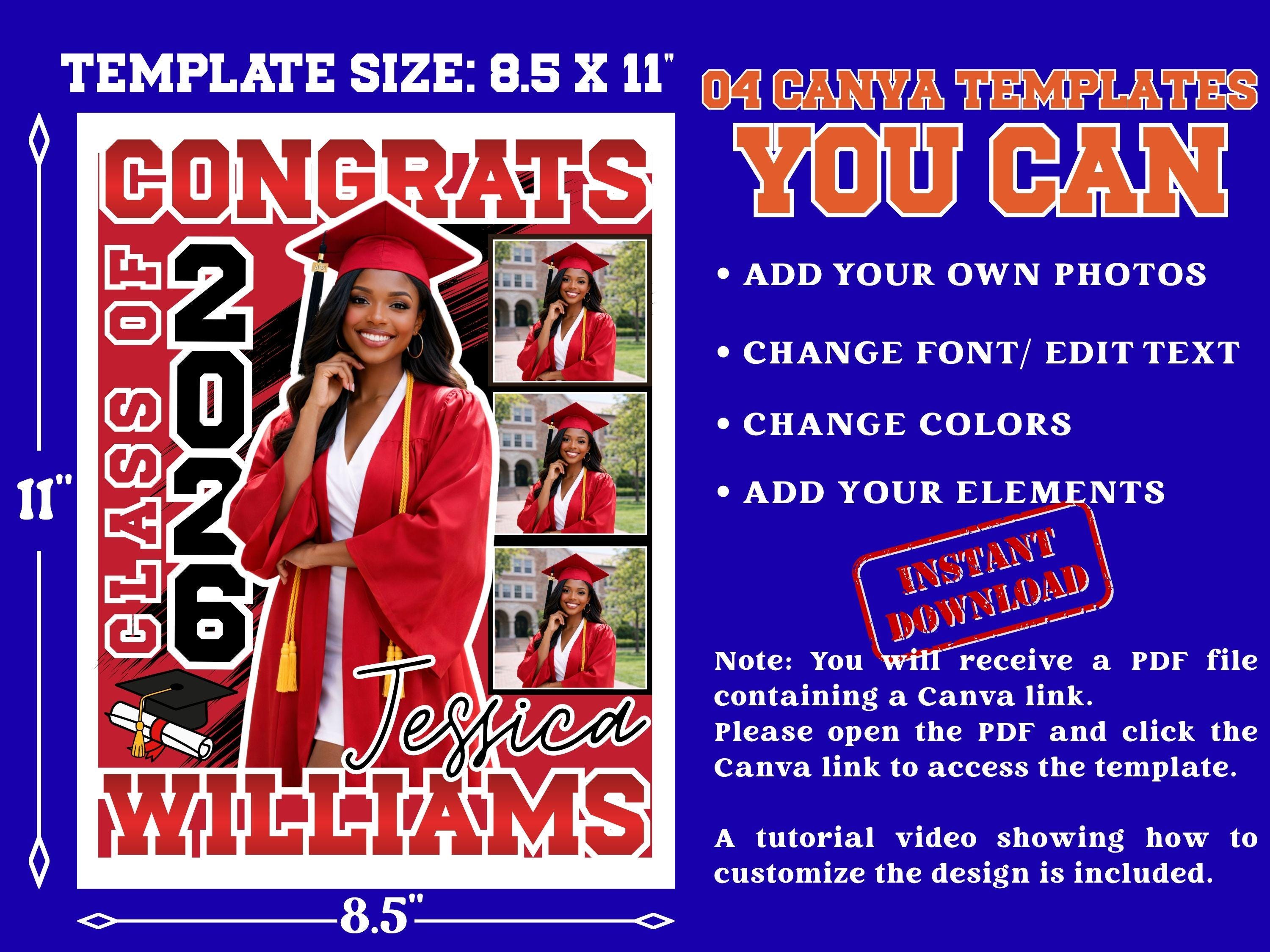Editable Graduation 2026 Canva Template, Class of 2026 Photo Insert ...