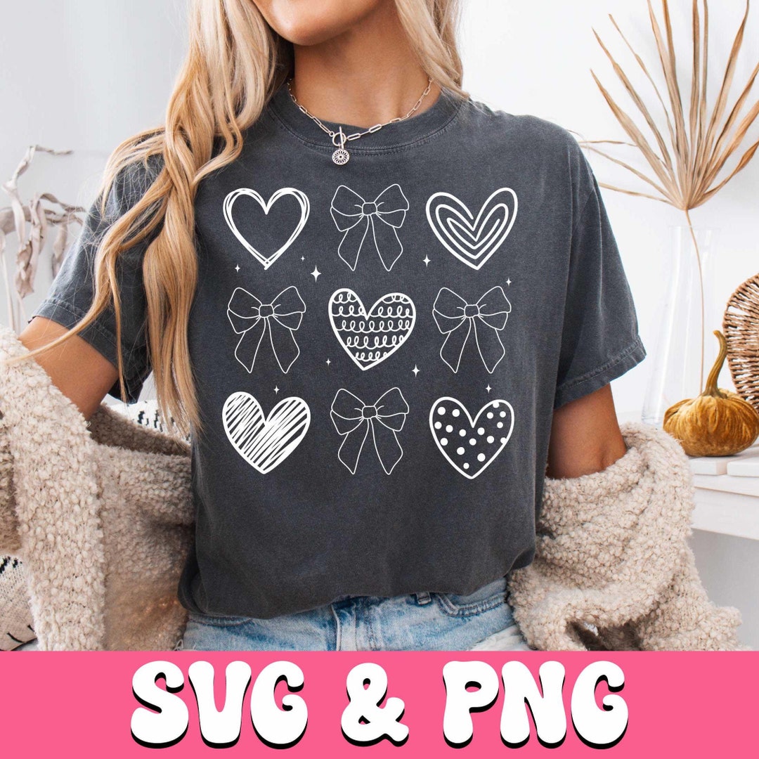 Valentine Coquette Heart PNG SVG, Valentine's Day Ribbon Bow Png, Xoxo ...