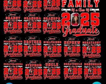 Stolzer graduierter 2025 CANVA bearbeitbare Vorlage, Abschluss 2025 PNG, 2025 graduierte Foto personalisierte Abschluss Png, stolze Familie graduierter Png