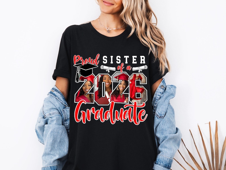 Plantilla editable en CANVA de graduación 2026, SVG PNG de graduación 2026, SVG personalizado con foto de graduación 2026, SVG de familia orgullosa de graduarse imagen 3