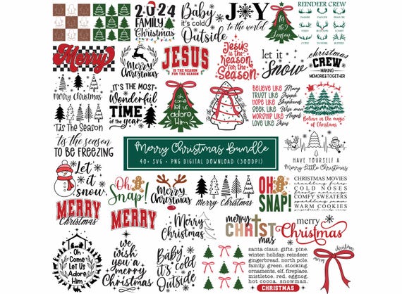 40+ Christmas SVG Bundle, Winter Svg, Santa Claus SVG, Holiday, Merry Christmas, Christmas Bundle, Christmas Crew, Christmas Shirt Svg PNG