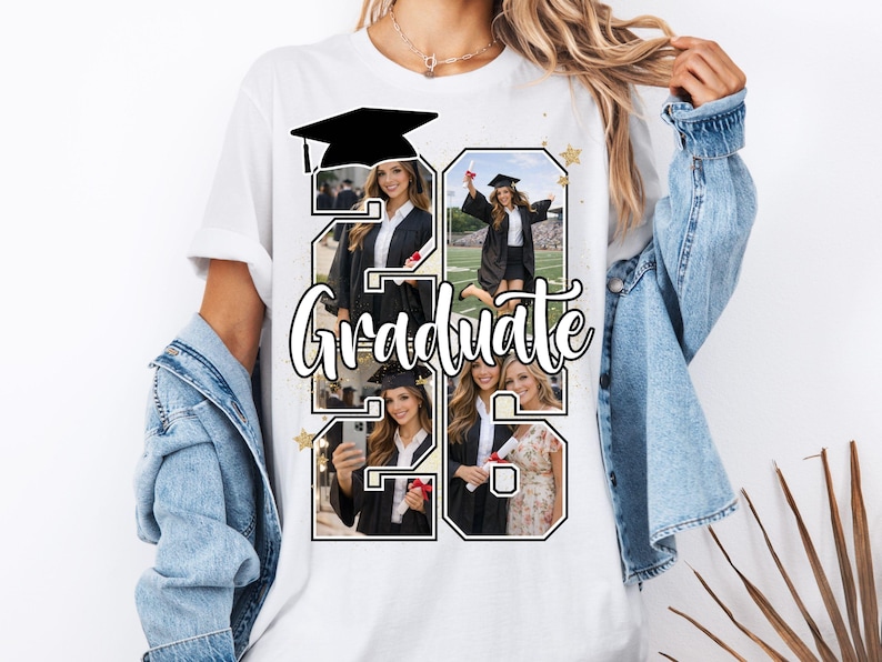 Modelo editável do Canva para fotos de formandos de 2026, com nome personalizável e opção para adicionar foto em formato de números. Foto personalizada para formandos de 2026. imagem 5