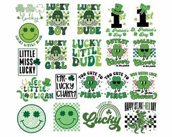 Kids St Patricks Day SVG Bundle, 1st St Patrick's Day svg, Retro St Patrick png Bundle, Too Cute To Pinch svg, Cutest Clover in Patch svg