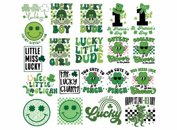 Kids St Patricks Day SVG Bundle, 1st St Patrick's Day svg, Retro St Patrick png Bundle, Too Cute To Pinch svg, Cutest Clover in Patch svg