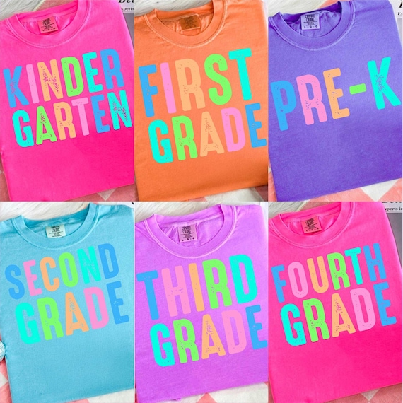 Preppy Back to School Floral Bundle PNG, First/ Second/ Third/ Fourth Grade Designs, Retro Teacher Shirt Neon Back To School Png Sublimation