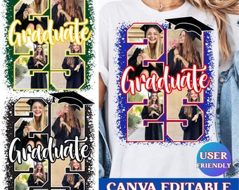 Graduate 2025 Canva Editable Template, Customizable Graduation 2025 Add Photo Canva Template, Add Photo Into Numbers Graduation Senior 2025