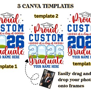 Laurea 2026 CANVA modificabile, laureato 2026 SVG PNG, famiglia orgogliosa laureato 2026 Svg, file Svg per Cricut, modificabile su inserto fotografico Canva immagine 2