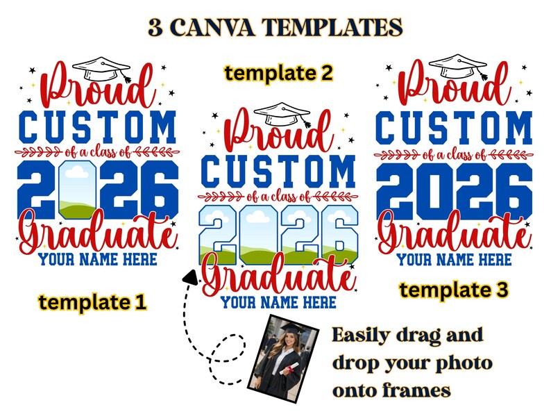 Laurea 2026 CANVA modificabile, laureato 2026 SVG PNG, famiglia orgogliosa laureato 2026 Svg, file Svg per Cricut, modificabile su inserto fotografico Canva immagine 2