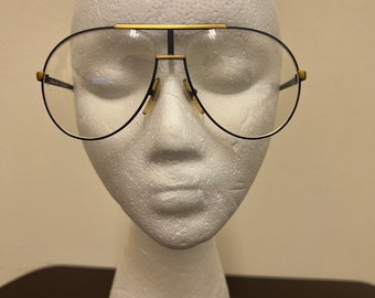 Vintage Tiffany Eyewear 202 APOLLO  Eyeglasses Black Gold Italy Frame 61-14-145
