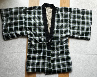 Vintage japonés personalizado pesado hombres kimono Yukata tartán cuadros un tamaño