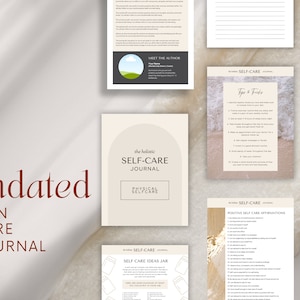 Peut inclure: Un ensemble de pages de journal sur le bien-&ecirc;tre imprimables avec un fond beige et une sc&egrave;ne de plage. Les pages comprennent des sections pour des affirmations positives sur le bien-&ecirc;tre, des conseils et astuces, et des id&eacute;es de bien-&ecirc;tre.