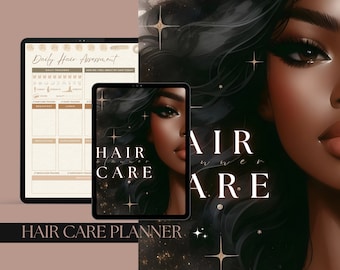 Black Girl Magic Hair Care Planner | Rastreador de crescimento capilar natural | Diário de rotina Curl & Loc