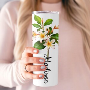 Birth Month Flower Tumbler Floral Tumbler Gift Personalized Tumbler Birthday Gift Idea