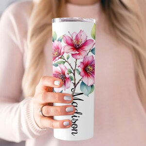Birth Month Flower Tumbler Floral Tumbler Gift Idea Tumblers For Women Personalized Tumbler Pretty Tumblers for Birthday Valentines Day Gift