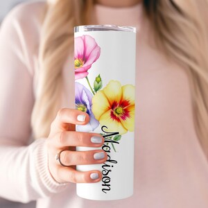 Birth Month Flower Tumbler Personalized Floral Tumbler Gift for Her Custom Tumbler Colorful Flower Tumbler Bridesmaid Gifts