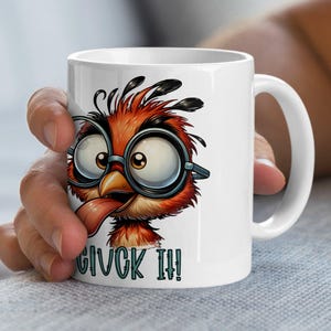 Divertida taza de dibujos animados de pájaros, linda taza de café con un diseño de pájaros divertidos para los amantes del té, regalo para él o para ella, impresión de arte animal