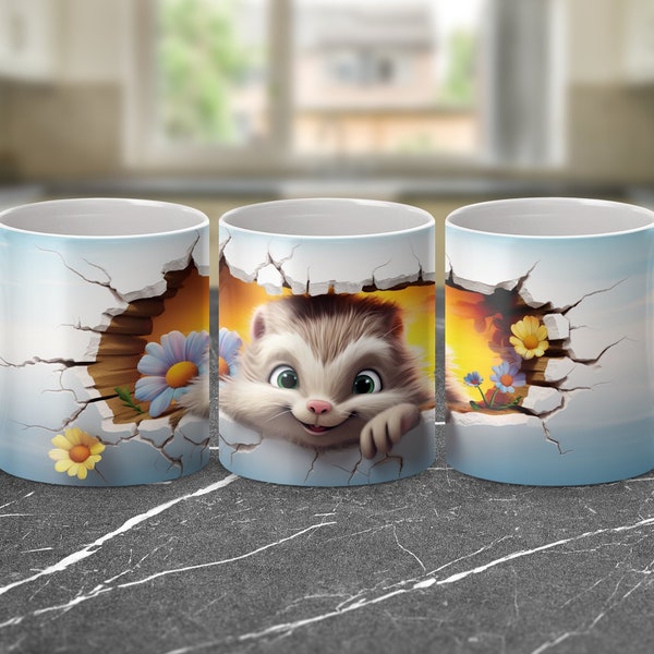 Cute Cartoon Chipmunk Mug, Whimsical Chipmunk With Flowers, Perfect Gift for Chipmunk Lovers, Friendship Mug