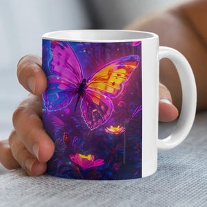 Colorful butterfly mug mystic forest butterflies coffee cup vibrant nature design gift for her butterfly lover mug unique coffee cup