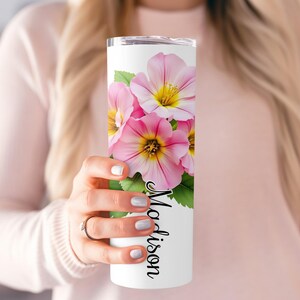 Bicchiere floreale per il mese di nascita, bicchiere floreale con fiori rosa, bicchieri floreali per lei, bicchieri carini, regali per lei, idee regalo per il compleanno