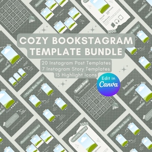 Gemütliches Bookstagram Canva Templates Bundle | Instagram Post & Story Vorlagen | Reading Tracker, Buchkritik, Bücherwurm | Buch Blogger Kit