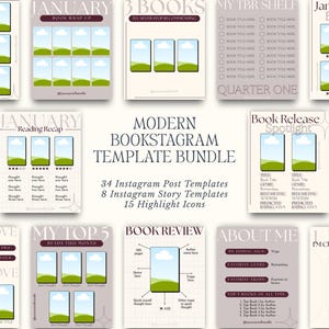 Bookstagram Canva Templates Bundle | Moderner Roter Instagram Post & Story Template | Reading Tracker, Buchkritik, Bücherwurm | Buch Blogger