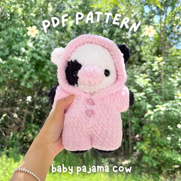 Patrón de crochet para vaca bebé en pijama