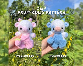 Fruit Cow Crochet Pattern | Strawberry, Blueberry Plush