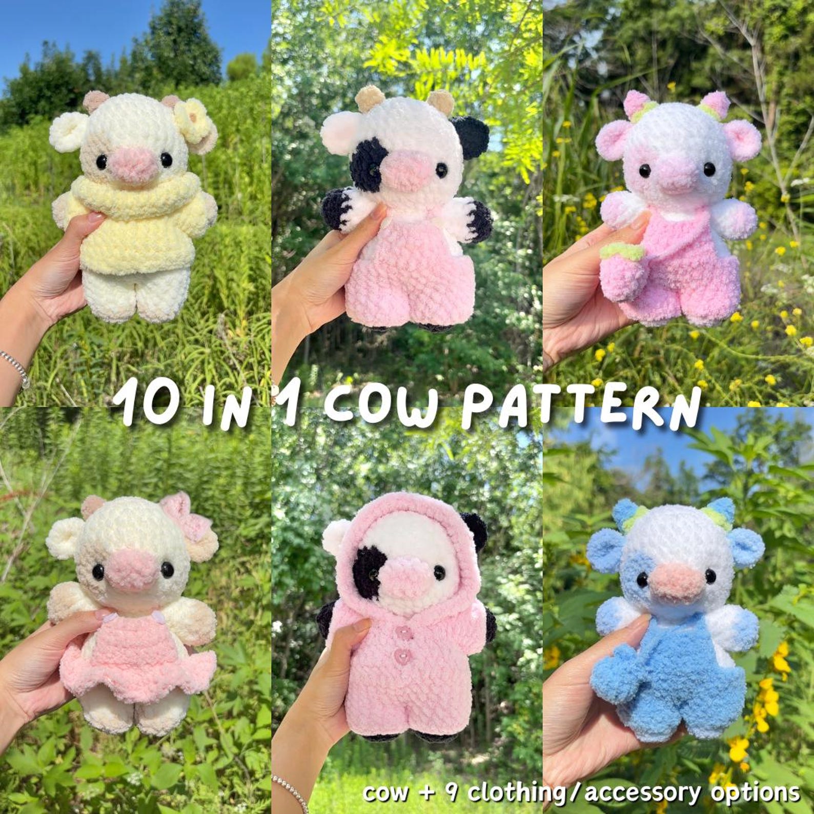 10 in 1 baby cow in clothing crochet pattern bundle