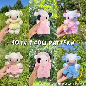 10 in 1 Baby Cow in Clothing Crochet Pattern Bundle