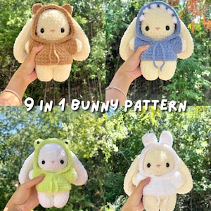 Gehaakte 9-in-1 babykonijntje met hoodie