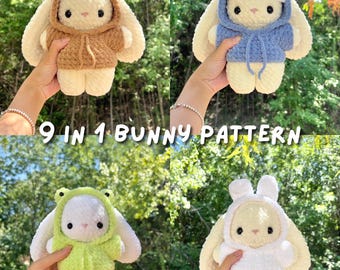 9 in 1 Baby Bunny in Hoodie Crochet Pattern Bundle