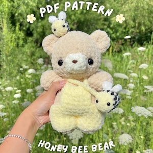 Honey Bee Baby Bear in Overalls Crochet Pattern