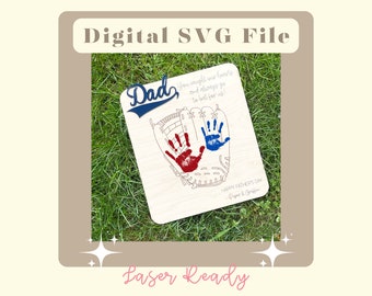 Vatertag Baseball Handabdruck Zeichen SVG: Laser geschnitten Datei (Digitaler Download)