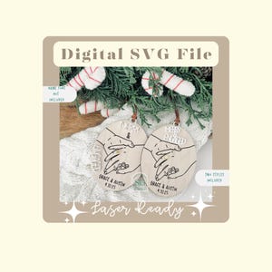 Engaged SVG Ornament | Married  & Bright Ornament SVG | Engagement Christmas Laser File | Engaged Ornament SVG | Couple Ornament Svg | File