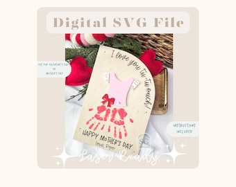 Valentine handafdruk aandenken SVG: Moederdag DIY cadeau, laserklaar bestand