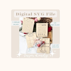 Valentine Tic Tac Toe SVG | Valentine’s Word Search SVG | Glowforge Laser File | Valentine Kid's Card SVG | Maze Svg | Kid's Valentine File