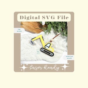 Graafmachine SVG-ornament | Digitaal kerstgraverornament SVG | Ornament kleine jongen | Glowforge Ready-bestand | Tractorornament SVG | Kinderen
