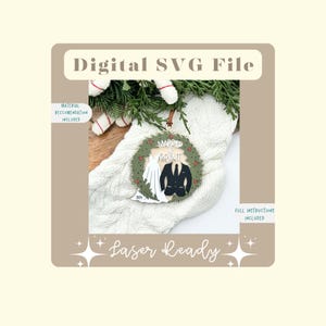 Enfeite SVG brilhante de casado | Enfeite SVG de casado | Arquivo Laser de Natal de casamento | Enfeite SVG de noivo | Enfeite Svg de casal | Lightburn