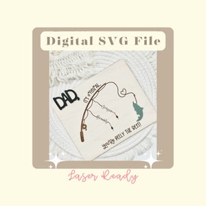 Father&#39;s Day Fishing Name Sign: Laser Ready SVG File