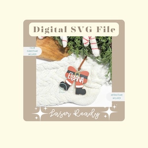 Ornamento de laço de Papai Noel SVG | Ornamento de etiqueta de laço de Papai Noel SVG | Presente de professor SVG | Laço de lápis Svg | Ornamento de Natal de Papai Noel Svg | Professor | Etiqueta de presente