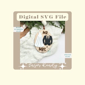 Married Bright SVG Ornament | Married Ornament SVG | Wedding Christmas Laser File | Engaged Ornament SVG | Couple Ornament Svg | Lightburn