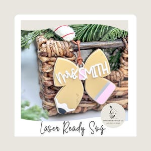 SVG leraar boogornament | Potloodstrikje ornament SVG | Leraar cadeau SVG | Potlood Bow Svg | Leraar kerstornament Svg | Leraar cadeau