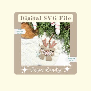 SVG Enfeite de Laço de Rena | Enfeite de Etiqueta de Laço de Rena SVG | Presente de Professor SVG | Laço de Lápis Svg Enfeite de Natal para Professor Svg | Presente de Professor